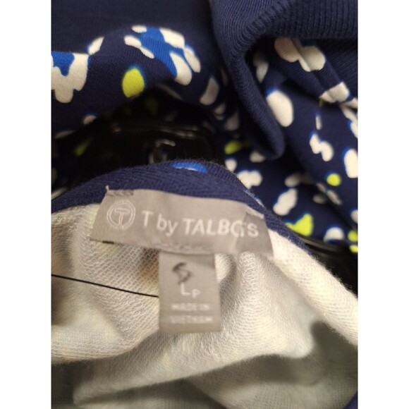 T by Talbots Sweatshirt LP Blue Yellow Geometric Zip Pocket Comfort Casual‎ - Picture 7 of 9